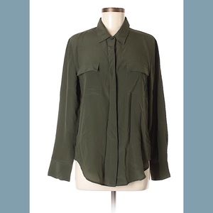Olive Green 100% Silk Button-Down